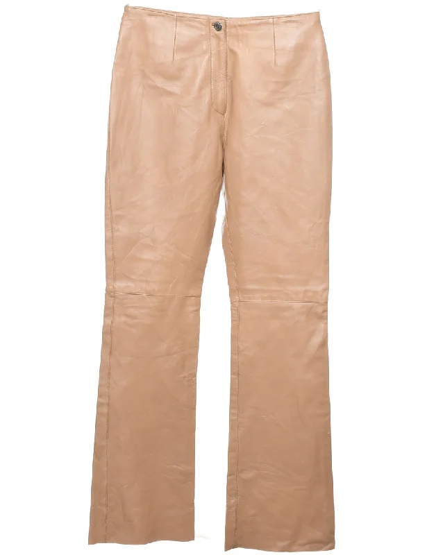 Light Brown Faux Leather Trousers - W32 L34 Trousers New Arrival