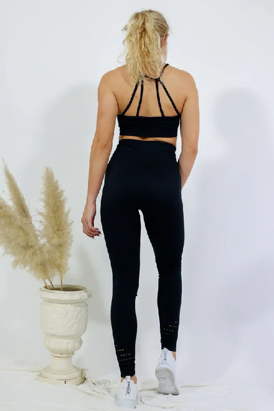 Legging and Thin Strap Top Set - Black Comfortable Lounge Leggings