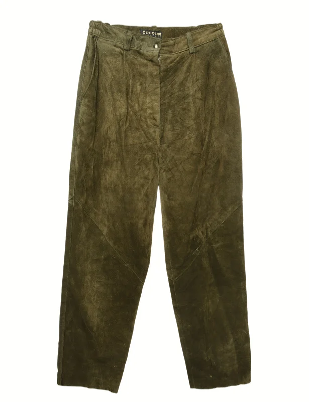 Olive Green Trousers - W30 L30 Trousers Velvet Soft