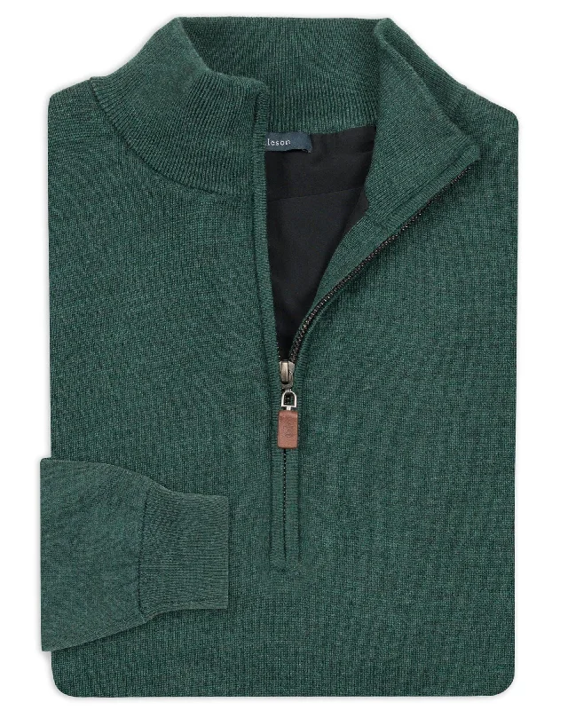 Lined Merino Quarter-Zip Pullover Mock Neck Pullover