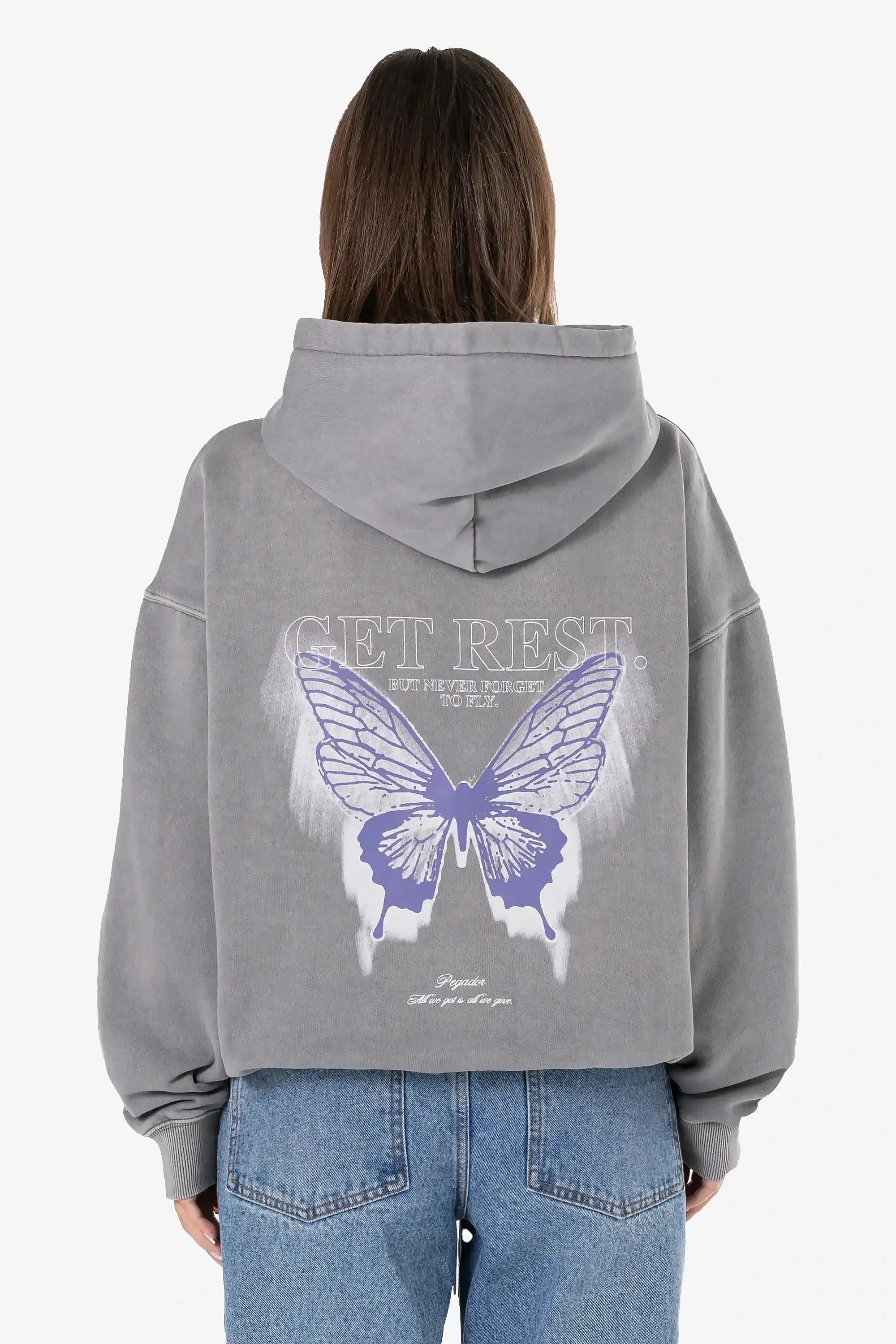 Lena Oversized Hoodie Vintage Grey Hoodie with Crew Neck Simple Timeless