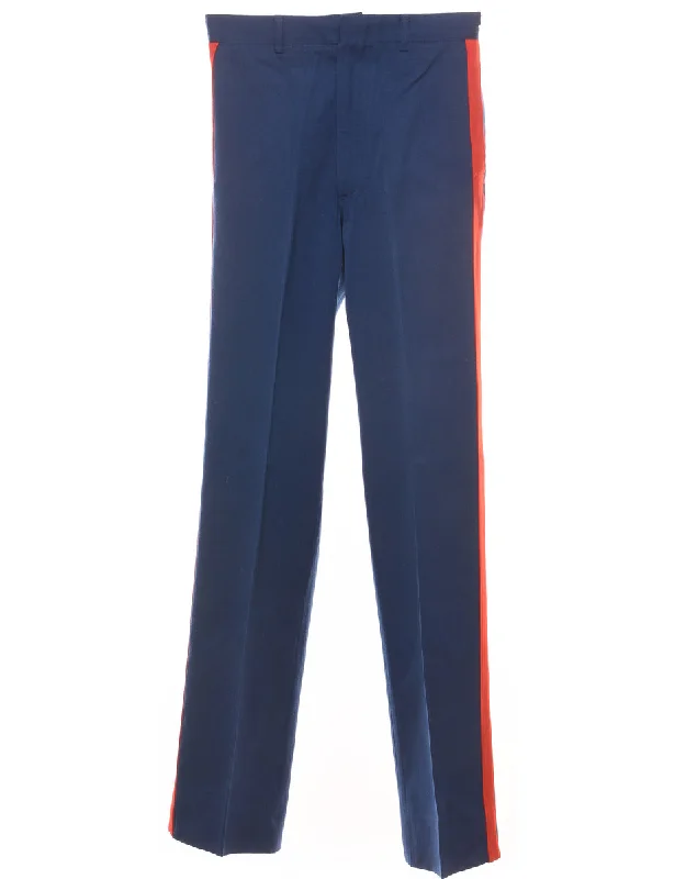 Navy & Red Contrast Trousers - W28 L36 Trousers Pleated Formal