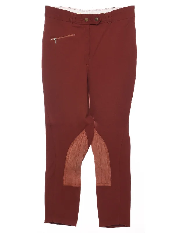 Maroon Jodhpur Trousers - W28 L25 Trousers Satin Smooth