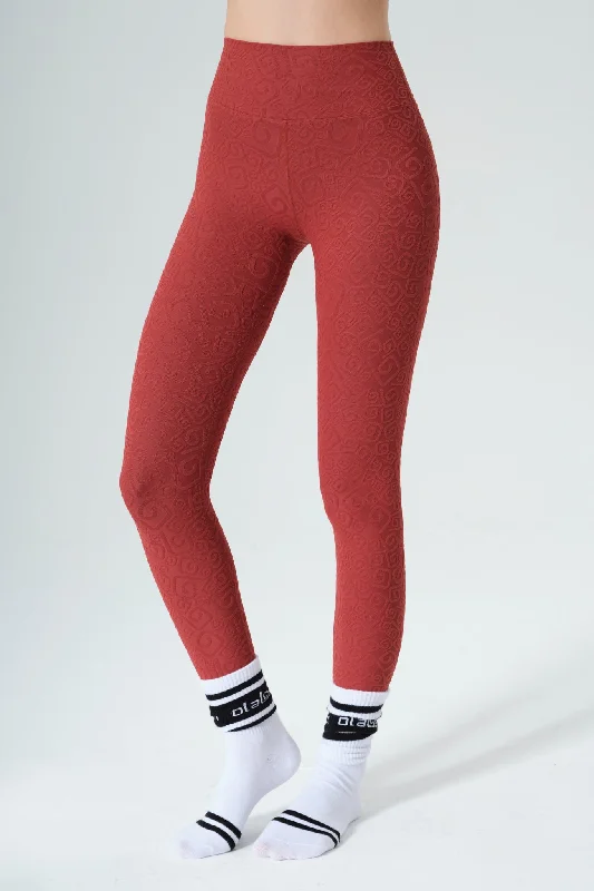 Déese Fleur 3D Leggings - Merlot Fashionable Embroidered Detail Leggings