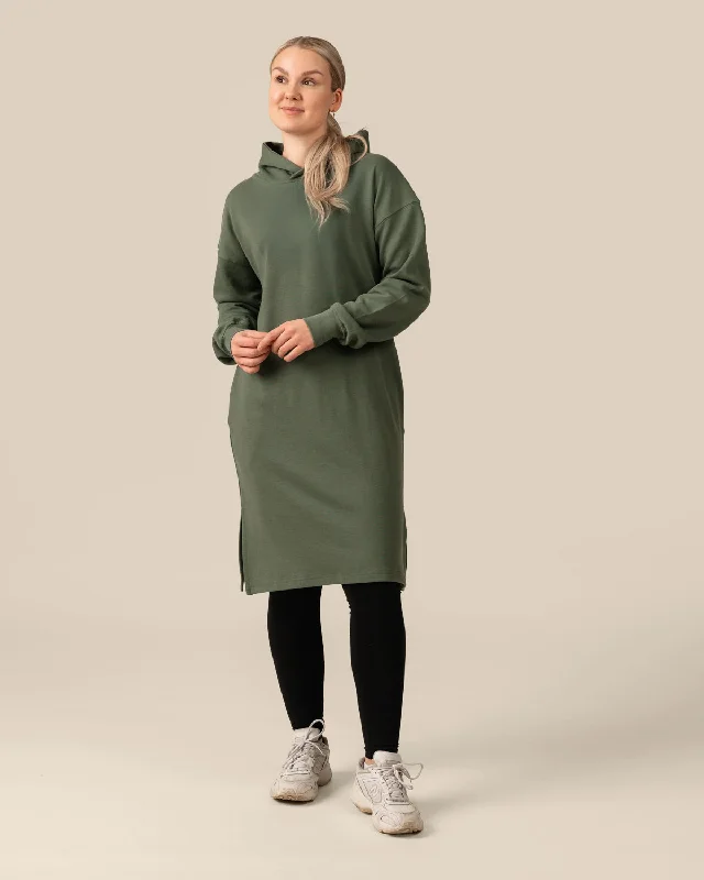 Toive Hoodie Dress Sage Green Hoodie with Magnetic Closure Innovative Modern