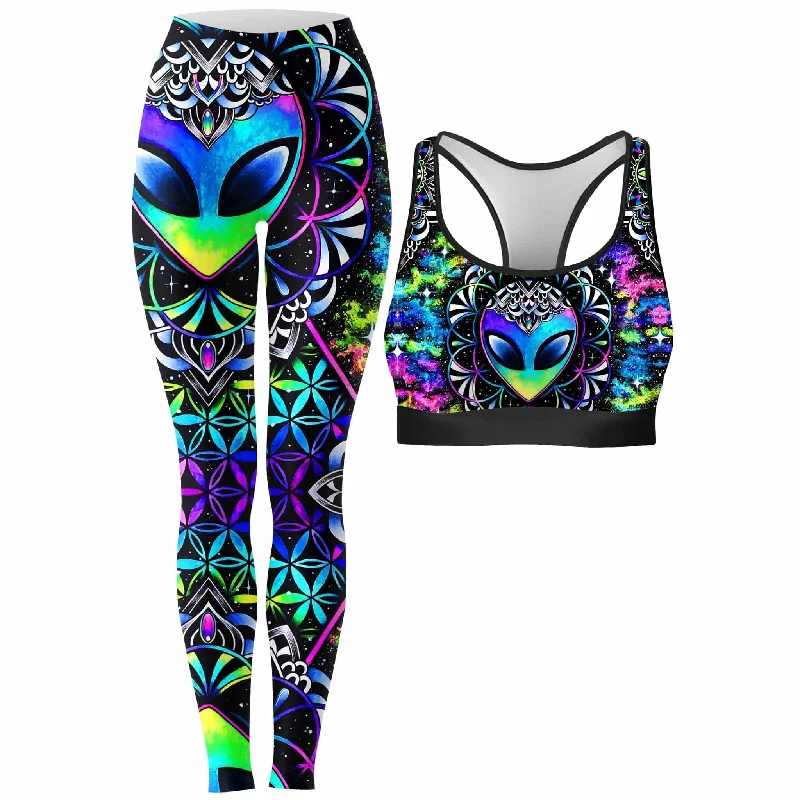 Conscious Cosmos Rave Bra and Leggings Combo Stylish Colorful Activewear Leggings