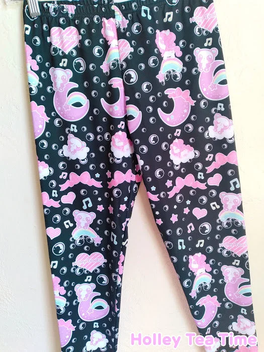 Bubbly Dreams black leggings [made to order] Fashionable Solid Color Tights