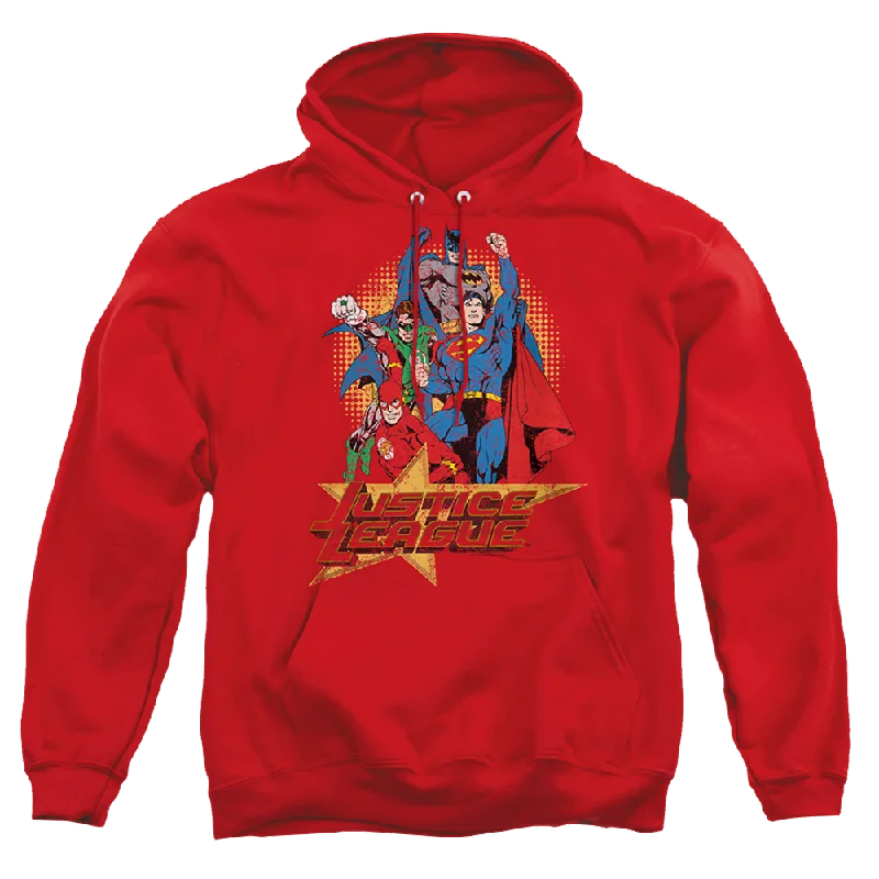 Justice League Raise Your Fist Pullover Hoodie Port Neck Pullover