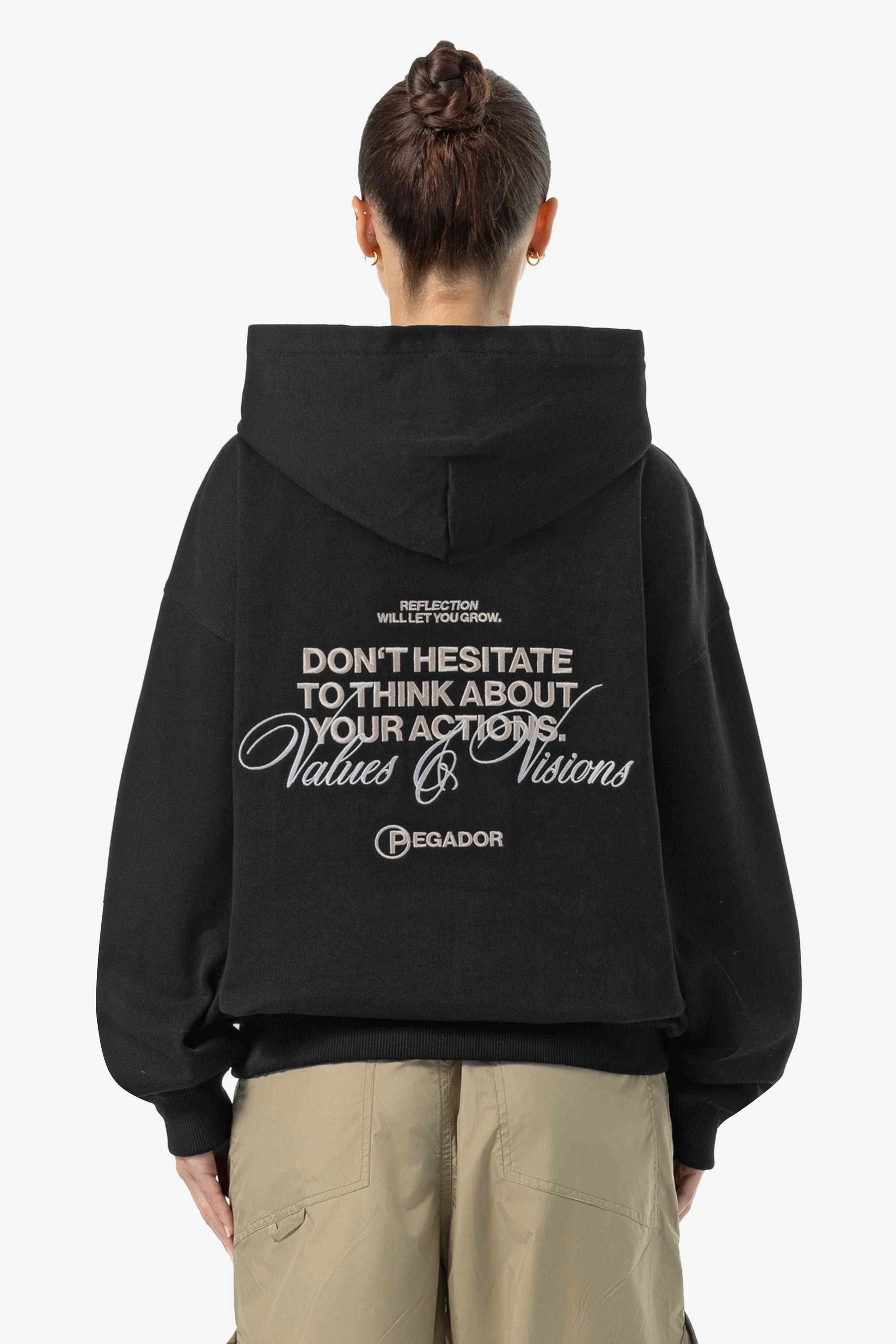 Lina Oversized Hoodie Washed Black Hoodie with Tied Waist Feminine Flattering