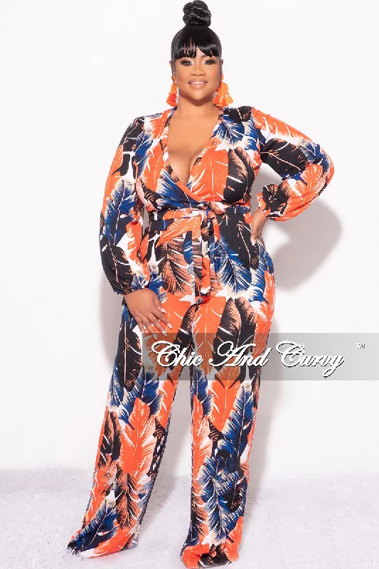 Final Sale Plus Size 2-Piece Crop Top and Palazzo Pant Set in Rust & Navy Tropical Print Satin Fabric Silk Fabric Chiffon Fabric Final Sale Plus Size 2-Piece Crop Top and Palazzo Pant Set in Rust & Navy Tropical Print Satin Fabric Silk Fabric Chiffon Fabric