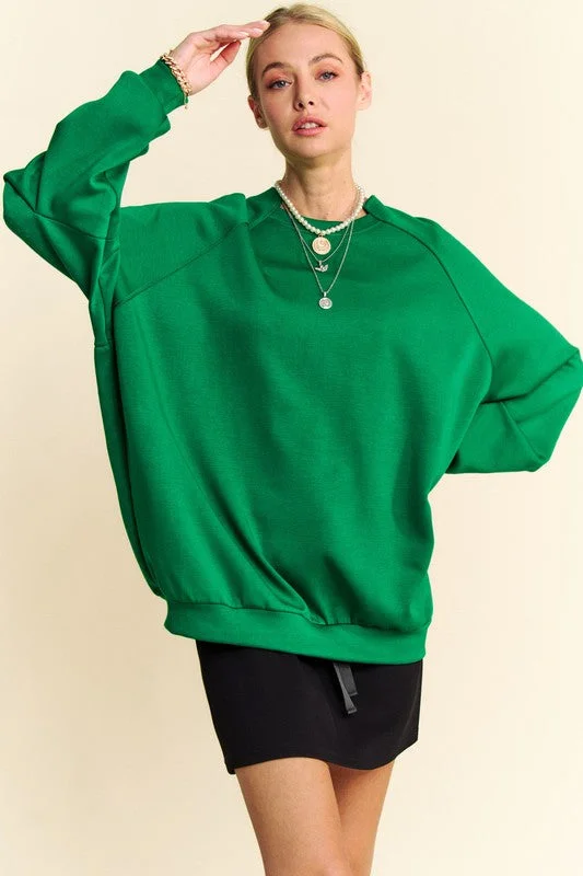 Hazel Blues® | Davi & Dani Round Neck Raglan Sleeve Sweatshirt Hoodie with Elastic Waist Stretchable Comfortable Hazel Blues® | Davi & Dani Round Neck Raglan Sleeve Sweatshirt Hoodie with Elastic Waist Stretchable Comfortable