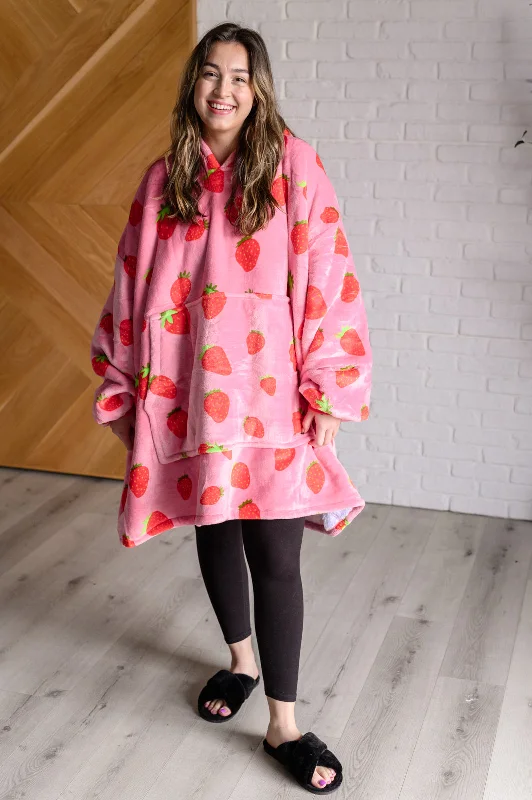Hazel Blues® | Oversized Blanket Hoodie in Strawberry Hoodie with Hem Lace Feminine Delicate Hazel Blues® | Oversized Blanket Hoodie in Strawberry Hoodie with Hem Lace Feminine Delicate