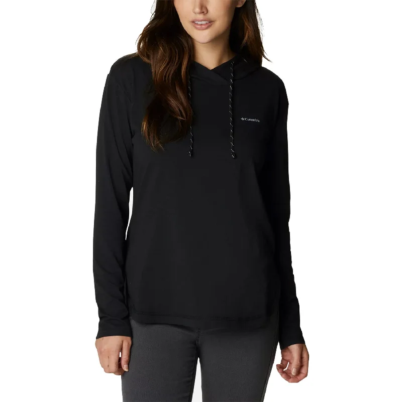 Women's Columbia Sun Trek Hooded Pullover Black Polo Neck Sweater