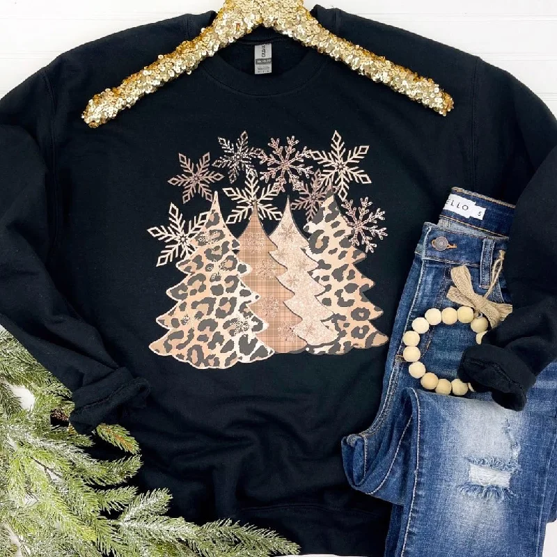 Hazel Blues® |  Snowflake Trees Sweatshirt Zip Hoodie Drawstring Kangaroo Pocket