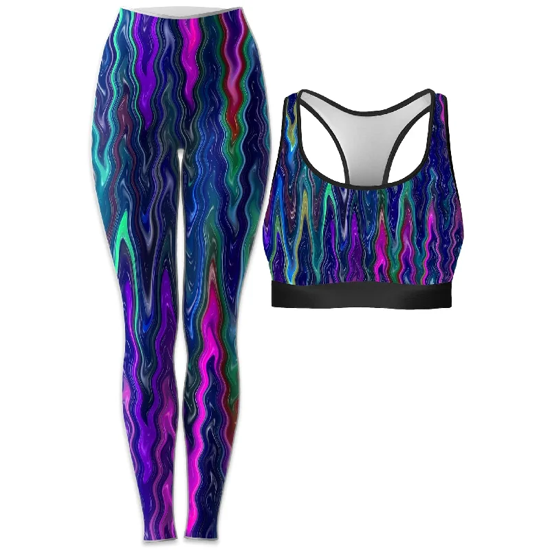 Cosmic Vibrations Rave Bra and Leggings Combo Comfortable Stretch Leggings