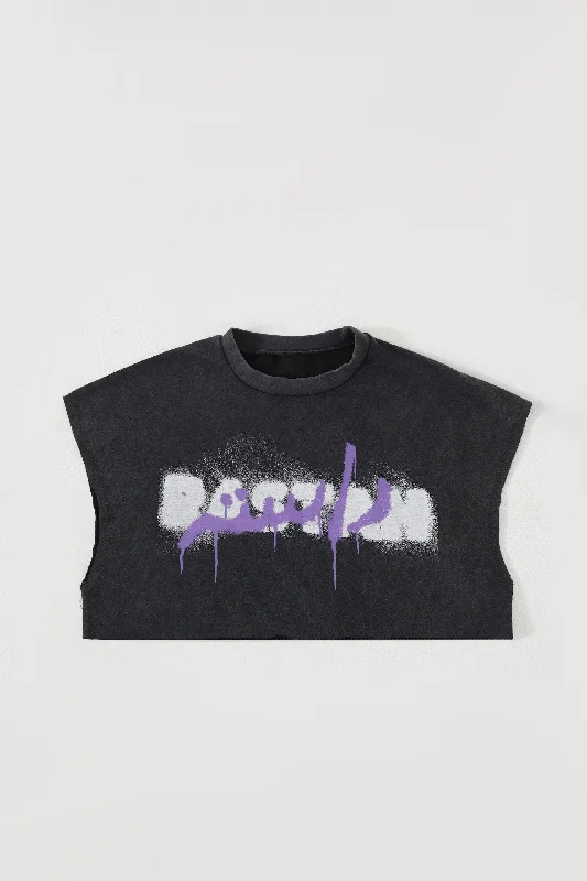 ACID WASH LOGO CROP TOP Terry Blend Velvet Blend Canvas Blend