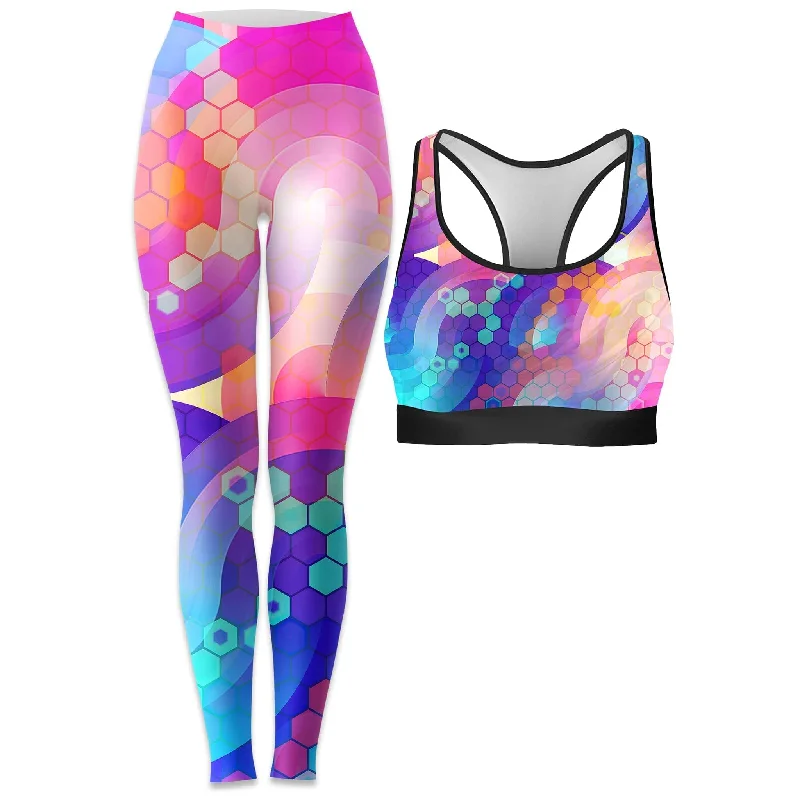 Bubbly Rave Bra and Leggings Combo Fashionable Stretchy Fit Leggings