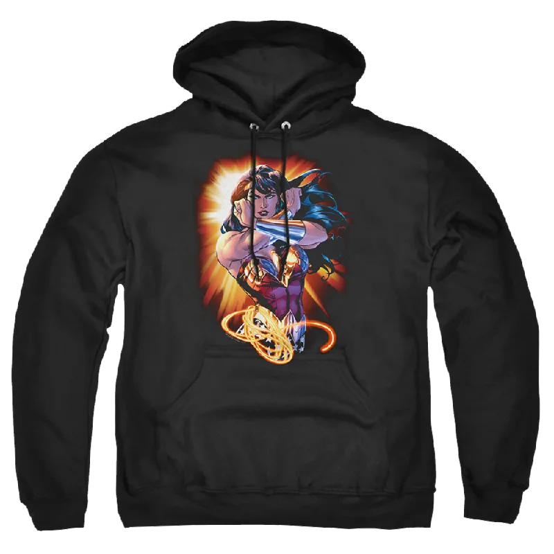 Justice League Wonder Rays Pullover Hoodie Keyhole Neck Pullover