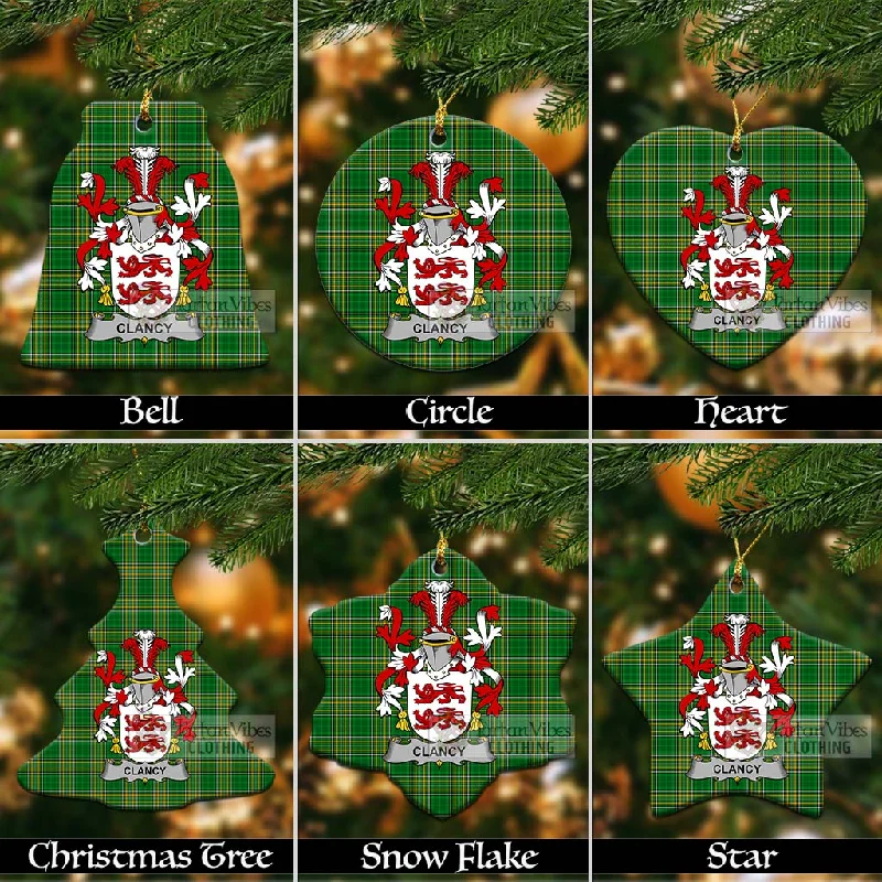 Clancy Irish Clan Tartan Christmas Ceramic Ornament with Coat of Arms Elasticated Drawstring Belted Clancy Irish Clan Tartan Christmas Ceramic Ornament with Coat of Arms Elasticated Drawstring Belted