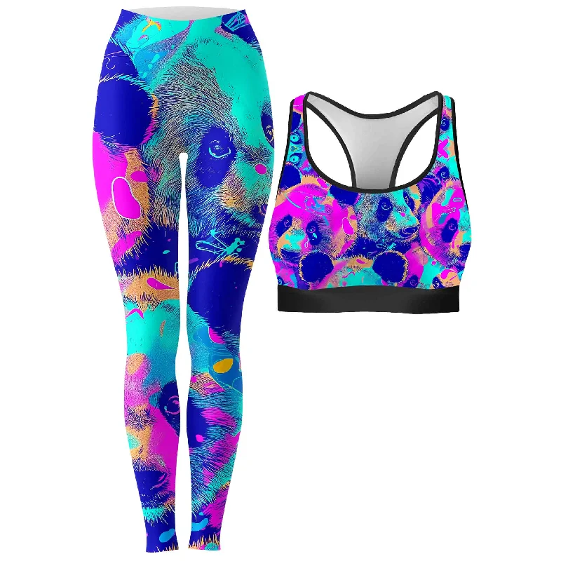 Panda Melt Rave Bra and Leggings Combo Fashionable Quick-Dry Leggings