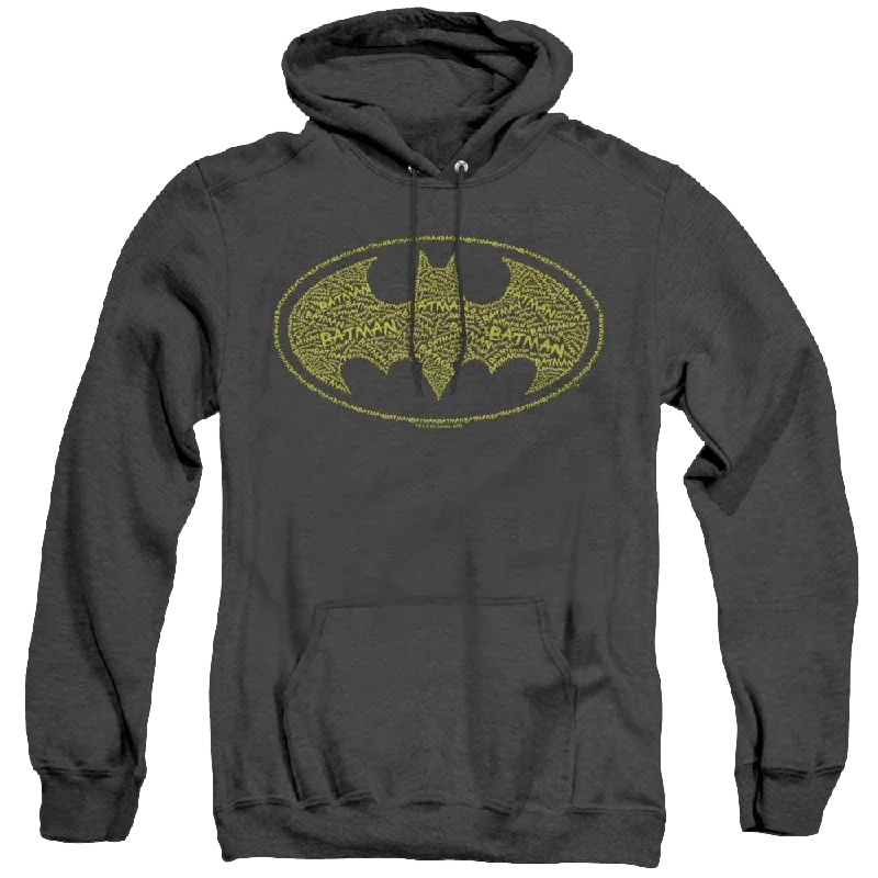 Dc Batman Type Logo - Heather Pullover Hoodie Lapel Neck Sweater