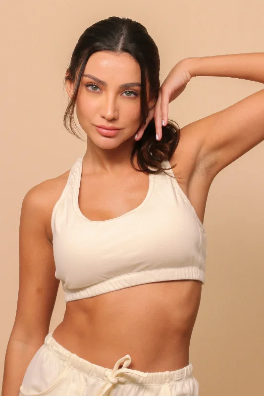 Women's Comfy Curve Racerback Crop Top Bra Mesh Blend Leather Blend Suede Blend