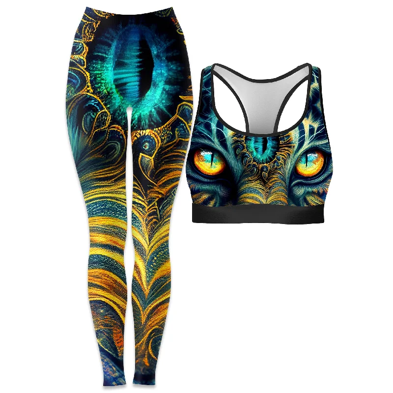 Tiger Eyes Psychedelic Rave Bra and Leggings Combo Comfortable Slip-On Compression Leggings Tiger Eyes Psychedelic Rave Bra and Leggings Combo Comfortable Slip-On Compression Leggings
