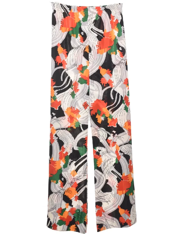 Flared Leg Trousers - W26 L32 Trousers Striped Patterned