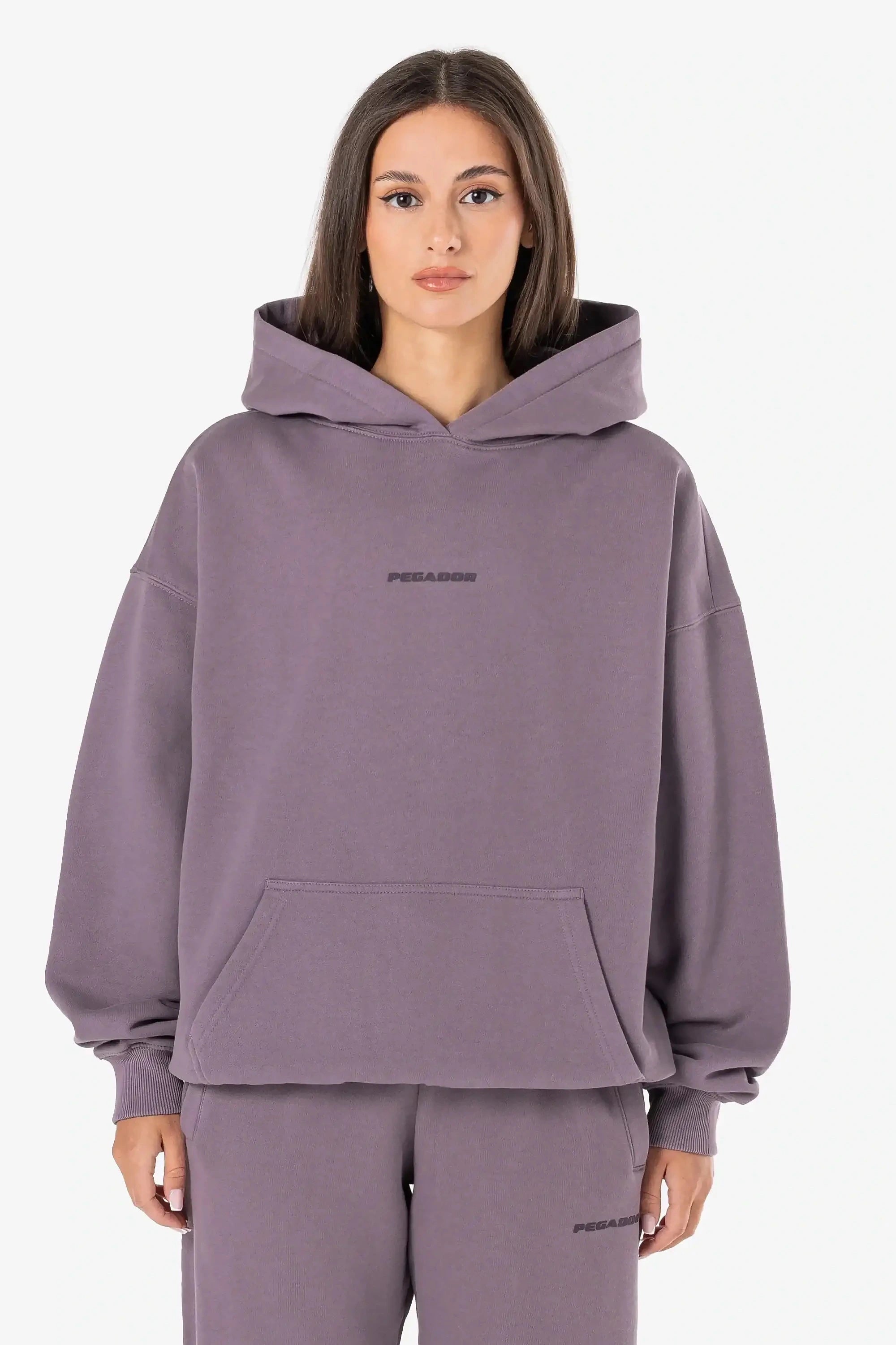 Clarita Logo Oversized Hoodie Washed Dusty Grape Gum Hoodie with Longline Fit Extended Stylish Clarita Logo Oversized Hoodie Washed Dusty Grape Gum Hoodie with Longline Fit Extended Stylish