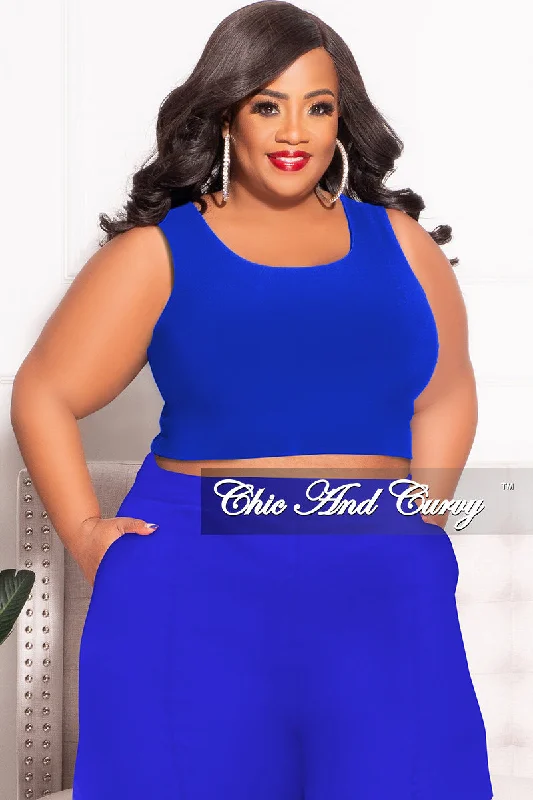 Final Sale Plus Size Sleeveless Crop Top in Royal Blue (Top Only) Elegant Classic Vintage Final Sale Plus Size Sleeveless Crop Top in Royal Blue (Top Only) Elegant Classic Vintage