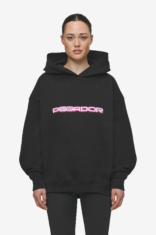 Mila Oversized Hoodie Washed Black Zip Hoodie Drawstring Kangaroo Pocket