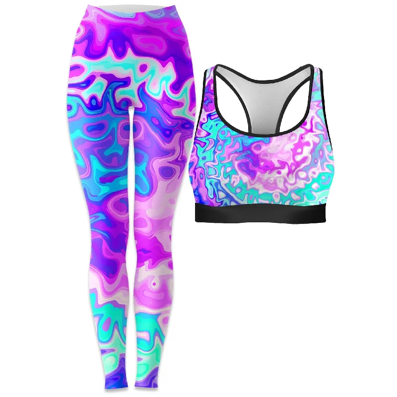 Catch The Wave Rave Bra and Leggings Combo Trendy Cut-Out Activewear Leggings