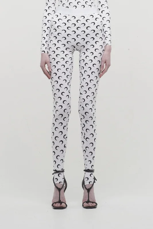 Marine Serre Regenerated All Over Moon Jersey Leggings in White Fashionable Quick-Dry Yoga Pants Marine Serre Regenerated All Over Moon Jersey Leggings in White Fashionable Quick-Dry Yoga Pants
