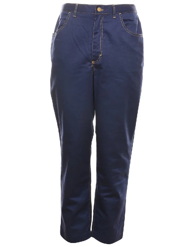 High Waist Dark Wash Denim Trousers - W29 L28 Trousers Denim Blue