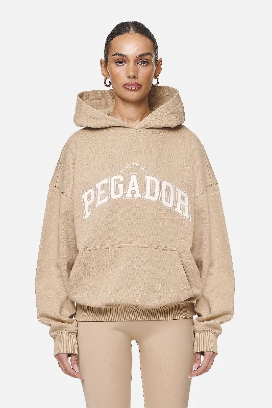 Wayruna Oversized Hoodie Washed Safari Sand Hoodie with Lace Feminine Delicate