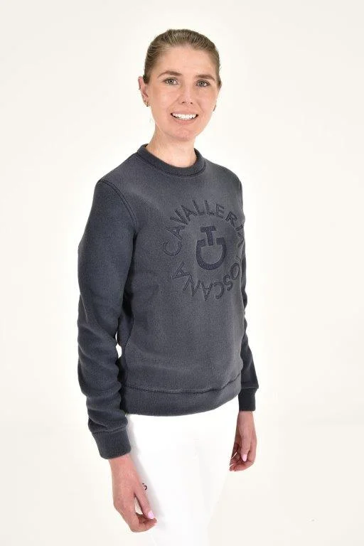 Fleece Crew Neck Pullover - Navy Spaghetti Sleeve Top