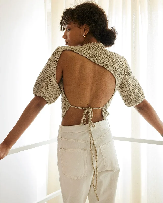 Lake Galvė Cotton Crop Top (Natural Linen) Cotton Fabric Linen Fabric Terry Fabric