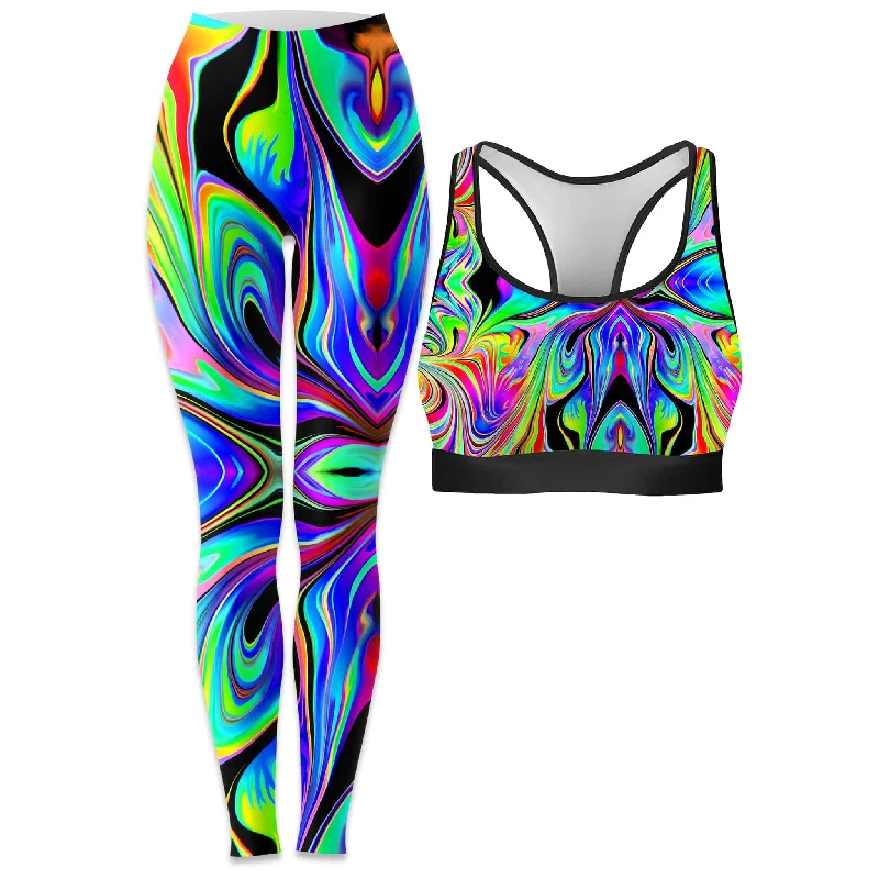 Macro Dose Rave Bra and Leggings Combo Comfortable Power Mesh Leggings