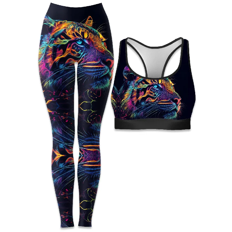 Tigre Realm Rave Bra and Leggings Combo Elegant Black Leggings