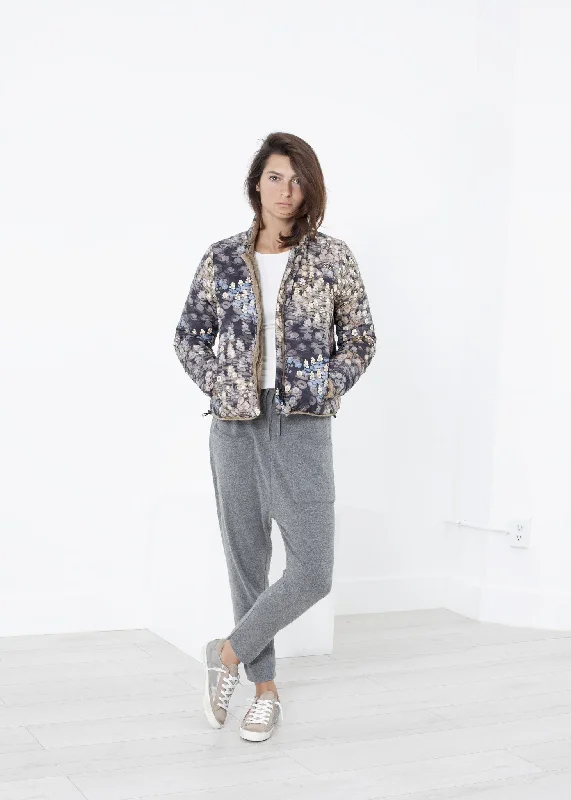 Deione Coat in Graphite Floral Cuffed Rolled Raglan