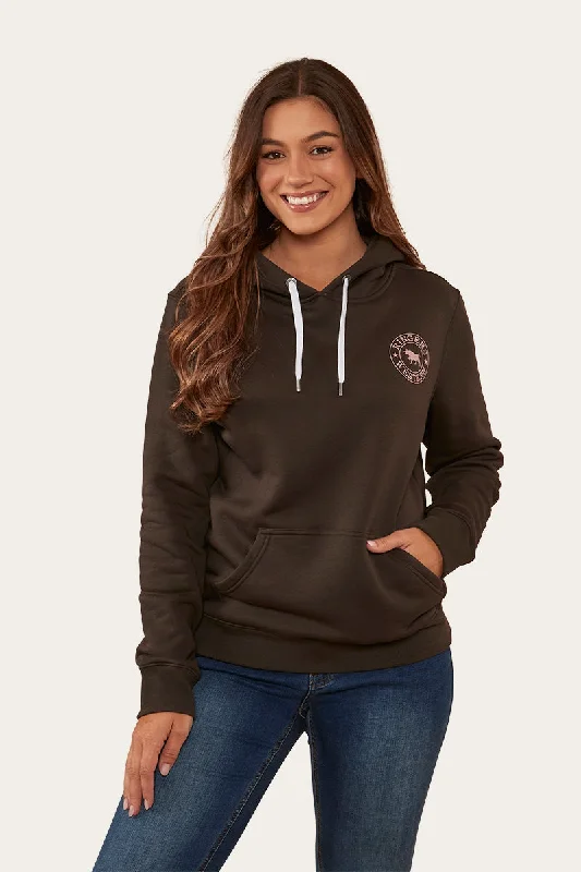 Signature Bull Womens Pullover Hoodie - Charcoal/Rosey Chunky Knit Pullover