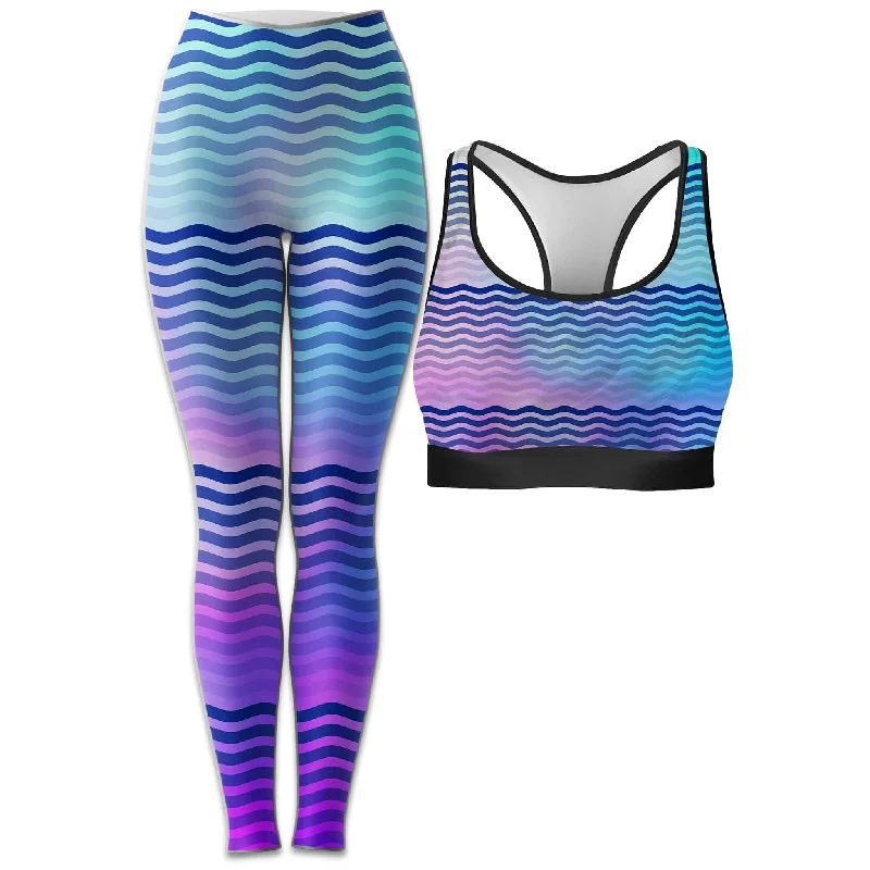 Beach Waves Rave Bra and Leggings Combo Cozy Mid-Rise Workout Leggings