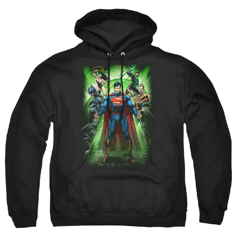 Justice League Power Burst Pullover Hoodie Scalloped Neck Pullover