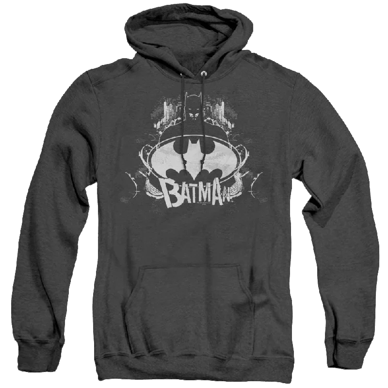 Dc Batman Grim & Gritty - Heather Pullover Hoodie Open Neck Pullover