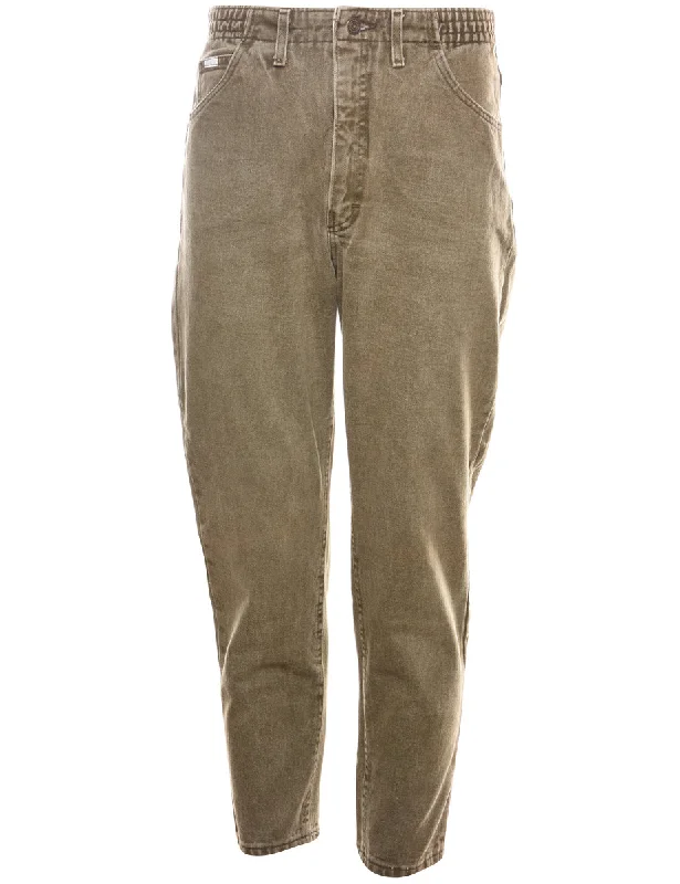 Olive Green Lee Denim Trousers - W30 L27 Trousers Flared Retro