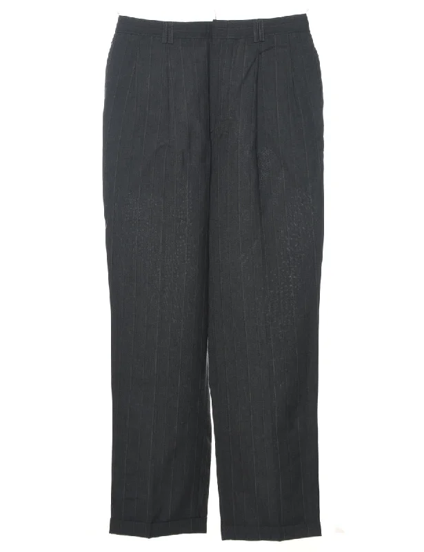 Dark Grey Pleated Trousers - W30 L30 Trousers cozy soft