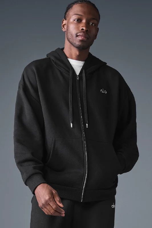 Accolade Full Zip Hoodie - Black Hoodie with Color Block Contrast Stylish