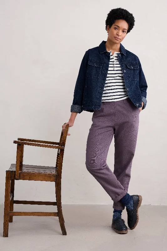 Seasalt Waterdance Trouser in Fig Trousers Plaid Checkered