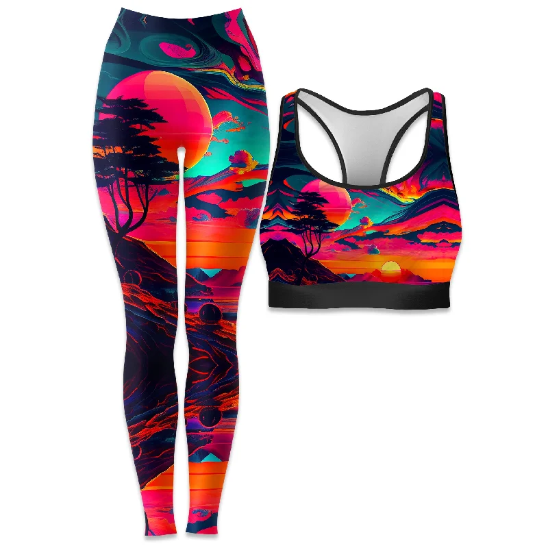 Sunset Melt Rave Bra and Leggings Combo Stylish Everyday Leggings