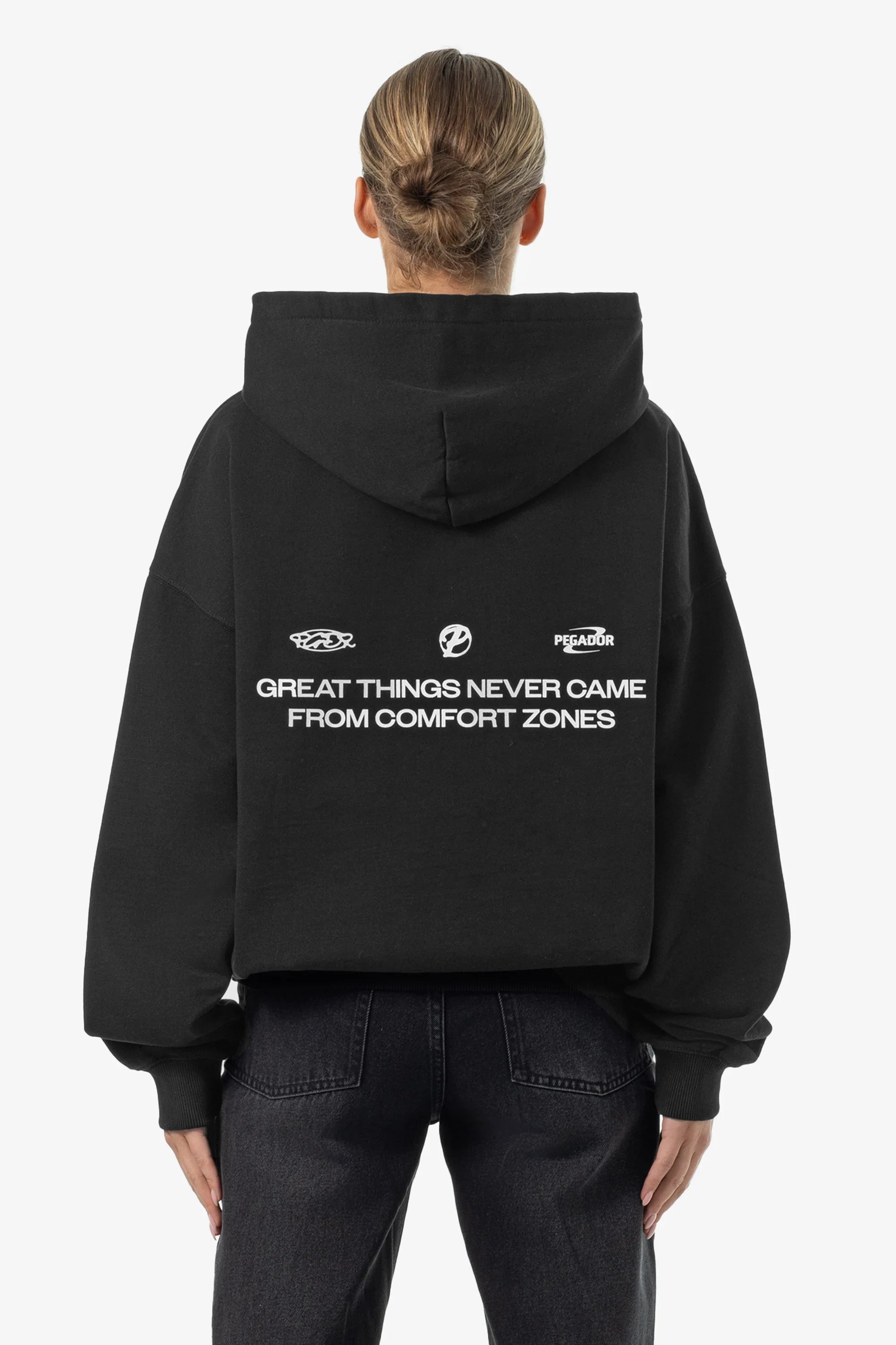 Mairi Oversized Hoodie Washed Black Hoodie with Front Slit Layering Stylish